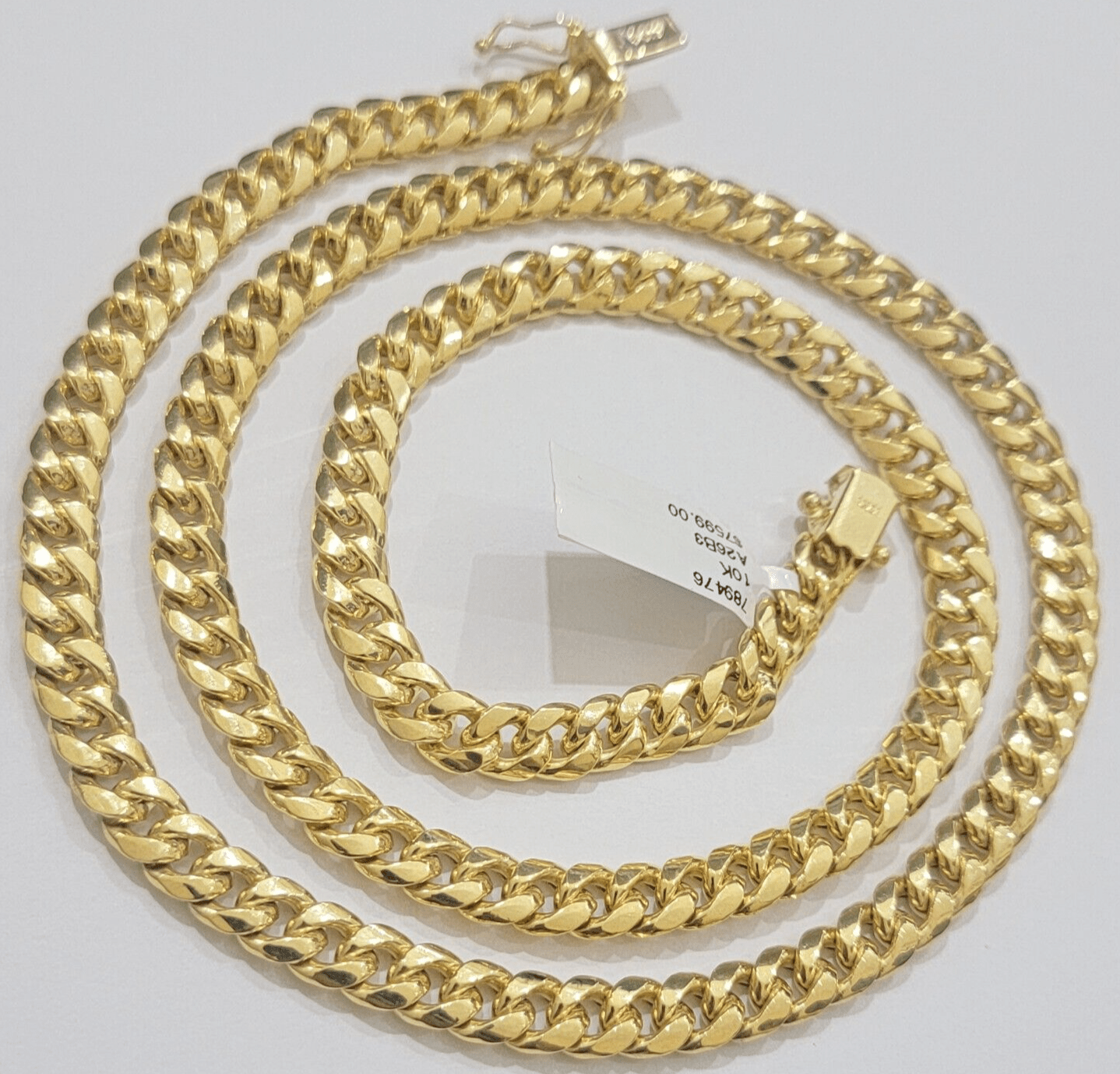 10k Gold Necklace 7mm 22 Inch Miami Cuban Link Chain REAL 10kt yellow Gold Men's - GoldenlinQ
